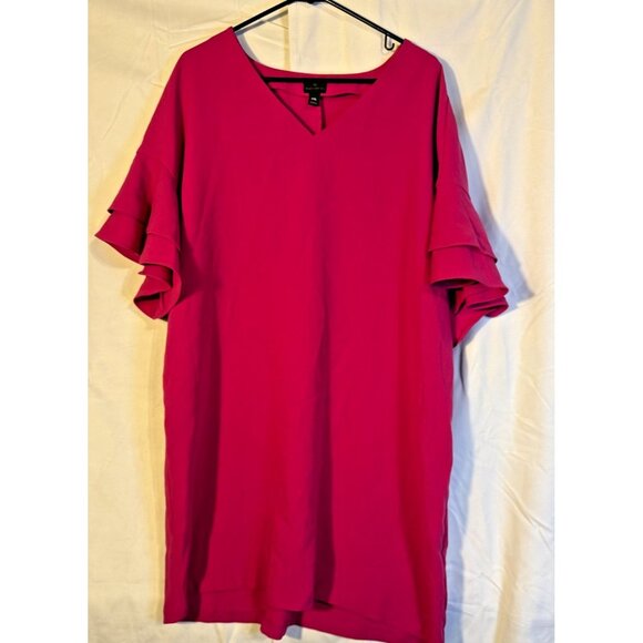 Pink Statement Sleeves Office Dress Barbie Pink Womens Plus 2X XXL Retro Indie - Picture 1 of 4